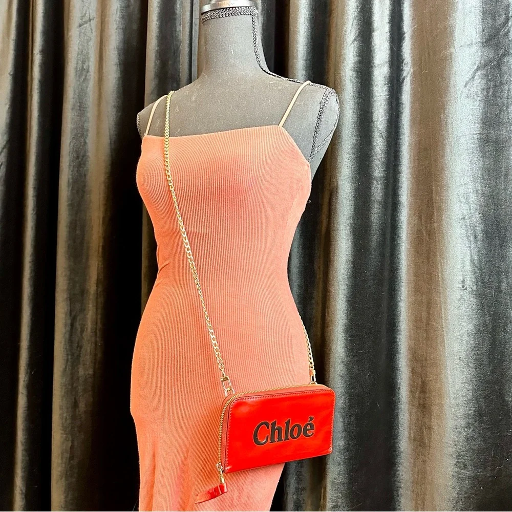 Chloe red leather custom paint crossbody wallet on chain - Picture 9 of 16